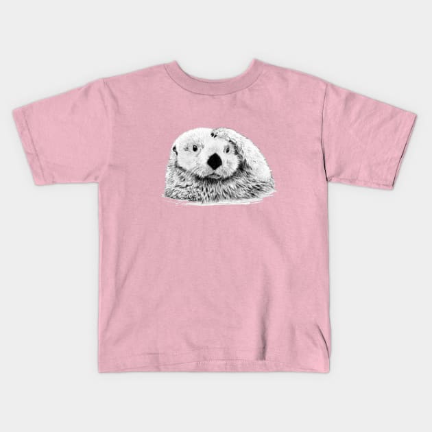 Otter Sketch Head Scratch Kids T-Shirt by mynaito